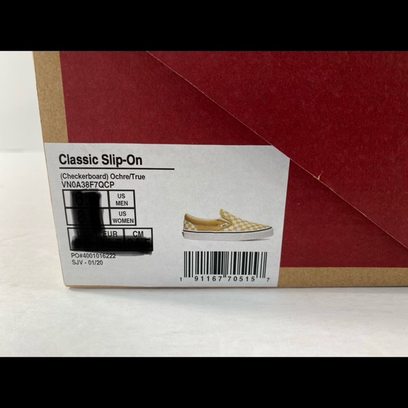 Vans Classic Slip-On Checkerboard Ochre Sneakers - Picture 6 of 7